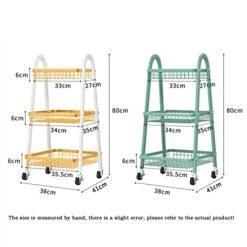 Kitchen Storage Counter Kitchen Trapezoidal Rack Floor-to-Ceiling Multi-Layer Trolley Storage Rack Removable Household (Green)
