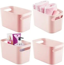 MDesign Deep Plastic Bathroom Bin With Handles - Storage Organizer For Vanity Countertop - Hold Soap, Body Wash, Shampoo, Lotion, Conditioner, Hand Towels - 10" Long, Aura Collection, 4 Pack, Clear 25 MDesign Deep Plastic Bathroom Bin With Handles - Storage Organizer For Vanity Countertop - Hold Soap, Body Wash, Shampoo, Lotion, Conditioner, Hand Towels - 10" Long, Aura Collection, 4 Pack, Clear -Songmics Furniture Shop 413L2Um7brL. AC