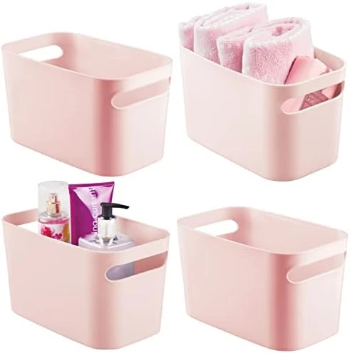 MDesign Deep Plastic Bathroom Bin With Handles - Storage Organizer For Vanity Countertop - Hold Soap, Body Wash, Shampoo, Lotion, Conditioner, Hand Towels - 10" Long, Aura Collection, 4 Pack, Clear 13 MDesign Deep Plastic Bathroom Bin With Handles - Storage Organizer For Vanity Countertop - Hold Soap, Body Wash, Shampoo, Lotion, Conditioner, Hand Towels - 10" Long, Aura Collection, 4 Pack, Clear - Image 13