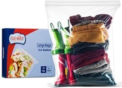 [ 30 COUNT ] Large 3 GALLON Size Disposable Food Storage Bags - Regular Roaster Clear Zipper Top Resealable Bag - 16" X 18", Big & Strong For Clothes, Meat, Packing & Organizing
