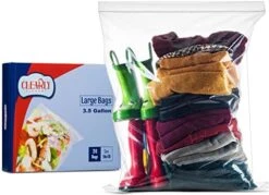 [ 30 COUNT ] Large 3 GALLON Size Disposable Food Storage Bags - Regular Roaster Clear Zipper Top Resealable Bag - 16" X 18", Big & Strong For Clothes, Meat, Packing & Organizing -Songmics Furniture Shop 413M950ZS1L. AC