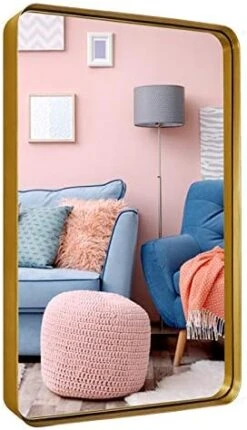 24"x36" Black Bathroom Mirror, Upgrade Metal Frame Wall Mounted With Rounded Corner For Entryways, Living Rooms -Songmics Furniture Shop 413ML7LjcL. AC