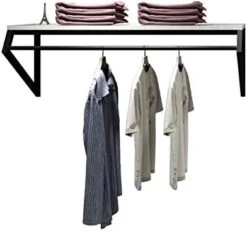 FURVOKIA Modern Simple Men's And Women's Clothing Store Heavy Duty Metal Display Stand,Wall-Mounted Garment Rack With Wood,Clothes Rail,Bathroom Hanging Towel Rack (Gold Square Tube, B-39 L) -Songmics Furniture Shop 413RaFObYfL. AC 1