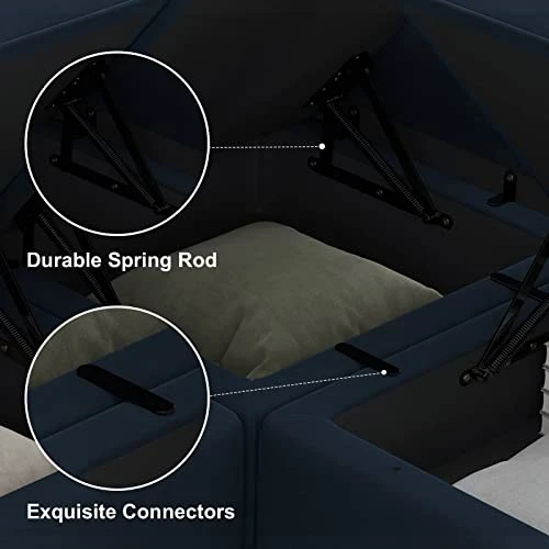 Belffin Modular Sectional Sofa Couch With Reversible Chaise Velvet L Shaped Couch Sofa With Storage 4-seat Convertible Sectional Sofa Blue 4 Belffin Modular Sectional Sofa Couch With Reversible Chaise Velvet L Shaped Couch Sofa With Storage 4-seat Convertible Sectional Sofa Blue - Image 4