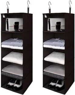 GRANNY SAYS 5-Shelf Hanging Closet Organizers And Storage, Hanging Shelves For Closet Storage, Collapsible Hanging Shelf Organizer For Clothes Organization, Dark Gray, 12 ¼" D X 12 ¼" W X 45 ½" H -Songmics Furniture Shop 413WAW4PyHL. AC