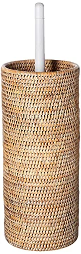 KOUBOO 1030058 La Jolla Hand Woven Rattan Toilet Roll Stand Pendant Lamp, White Wash