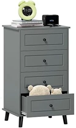 Function Home 4 Drawer Dresser & Chests Of Drawers, Tall Storage Dresser Wood Organizer Unit, Small Chester Drawers For Narrow/Small Spaces, Lingerie Chest White Dresser For Bedroom,Living Room,Closet -Songmics Furniture Shop 413ec1KairL. AC