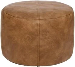 Thgonwid Unstuffed Faux Leather Pouf Cover, Handmade Footstool Ottoman Storage Solution, Floor Footrest Cushion - 16.5”x12.5”, Ivory White -Songmics Furniture Shop 413fTnI5yrL. AC