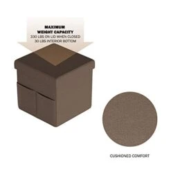 Lavish Home Foldable Storage Cube Ottoman With Pockets – Multipurpose Footrest Organizer For Bedroom, Living Room, Dorm Or RV (Pair, Linen Brown), -Songmics Furniture Shop 413fY97x9RL