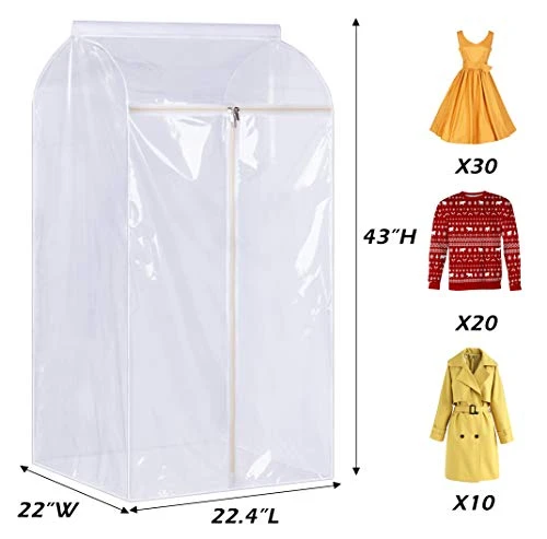 KEETDY 43" Hanging Garment Bags For Closet Storage Large Clear Window Hanging Clothes Storage Garment Rack Cover Coat Protector For Suit, Wardrobe, Bottom Enclosed 2 KEETDY 43" Hanging Garment Bags For Closet Storage Large Clear Window Hanging Clothes Storage Garment Rack Cover Coat Protector For Suit, Wardrobe, Bottom Enclosed - Image 2