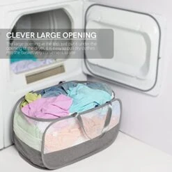 COMLIFE Strong Mesh Horizontal Pop Up Laundry Hamper, Extra Large Opening Laundry Basket, Easy To Put Clothes In. Use Waterproof And Dustproof Cloth At The Bottom -Songmics Furniture Shop 413qRS7UTjL
