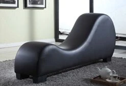 US Pride Furniture Faux Leather Stretch Chaise Relaxation And Yoga Chair, Black