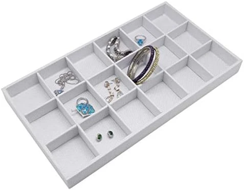 The Display Guys - Stackable Jewelry Organizer And Display Tray - For Drawers, Dressers, Store, Businesses (15 Compartments, Black Burlap) 8 The Display Guys - Stackable Jewelry Organizer And Display Tray - For Drawers, Dressers, Store, Businesses (15 Compartments, Black Burlap) - Image 8