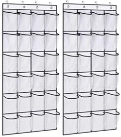 KIMBORA 2 Pack Over The Door Shoe Organizer 24 Large Mesh Pockets Hanging Shoe Holder Rack For Closet (white)