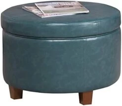 HomePop Round Leatherette Storage Ottoman With Lid, Chocolate Brown Large -Songmics Furniture Shop 41489GeRevL. AC