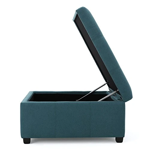 GDFStudio Christopher Knight Home Carlsbad Fabric Storage Ottoman, Dark Teal 3 GDFStudio Christopher Knight Home Carlsbad Fabric Storage Ottoman, Dark Teal - Image 3