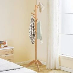 Tangkula Wood Tree Coat Rack, Entryway Coat Stand With 11 Hooks & Stable Tri-Legged Base, Elegant Coat Hall Tree Coat Hanger Stand For Home Office Hallway Entryway