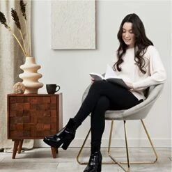 Milliard Circle Velvet Accent Chair For Living Room, Bedroom And Home Office With Gold Legs (Velvet Grey) 8 Milliard Circle Velvet Accent Chair For Living Room, Bedroom And Home Office With Gold Legs (Velvet Grey) -Songmics Furniture Shop 414NO0VNE6L