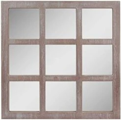 Stonebriar Square Rustic 9 Panel Window Pane Wall Mirror With Black Painted Wood Finish And Attached Mounting Brackets, 23.5" X 23.5" -Songmics Furniture Shop 414VFkGcNL. AC