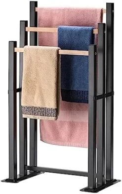 ZCDCP Towel Rack Freestanding Black 2 Tier Free Standing Towel Rack For Bathroom Display Rack Large Bath Towel Large Pool Towel Rack Outdoor Towel -Songmics Furniture Shop 414Xeca2tZL. AC