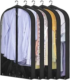 KIMBORA 40" Garment Bags For Hanging Clothes Storage With 4" Gussetes Clear Suit Bags For Closet Storage Coat Cover For Sweaters Shirts, Jackets, (5 Packs,White) 10 KIMBORA 40" Garment Bags For Hanging Clothes Storage With 4" Gussetes Clear Suit Bags For Closet Storage Coat Cover For Sweaters Shirts, Jackets, (5 Packs,White) -Songmics Furniture Shop 414aTd taS. AC