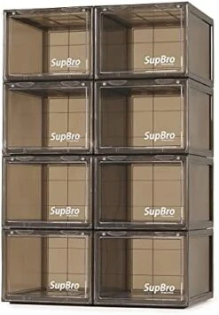 SupBro Collection Crate - Easy Access Storage Shoes Box -Plastic Foldable Stackable Sneaker Display Storage With Clear Front Door Organizer-8 Pack (Black) 14 SupBro Collection Crate - Easy Access Storage Shoes Box -Plastic Foldable Stackable Sneaker Display Storage With Clear Front Door Organizer-8 Pack (Black) -Songmics Furniture Shop 414cVXQGTbL. AC