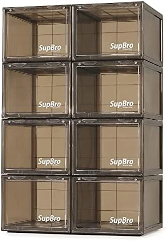 SupBro Collection Crate - Easy Access Storage Shoes Box -Plastic Foldable Stackable Sneaker Display Storage With Clear Front Door Organizer-8 Pack (Black) 6 SupBro Collection Crate - Easy Access Storage Shoes Box -Plastic Foldable Stackable Sneaker Display Storage With Clear Front Door Organizer-8 Pack (Black) - Image 6