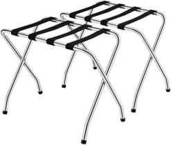 GOFLAME Folding Luggage Rack, Chrome Metal Suitcase Stand For Guest Room, Bedroom, Hotel, No Assembly Required (Set Of 4) -Songmics Furniture Shop 414dFOQWjgL. AC