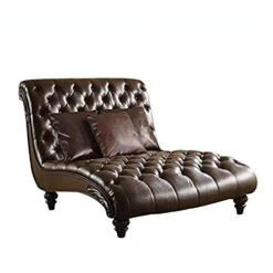 ACME Chaise W/3Pillows, 2-Tone Brown PU