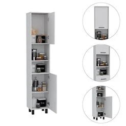 Home Square 2-Piece Set With Kitchen Island And Pantry Cabinet In White -Songmics Furniture Shop 414mG3HgijL