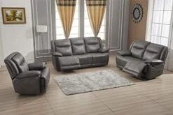 Betsy Furniture Bonded Leather Reclining Sofa Couch Set Living Room Set 8006 (Grey, Glider Chair) -Songmics Furniture Shop 414myQwyPfL. AC