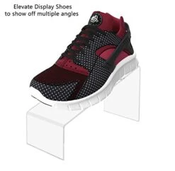 12 Pack Acrylic Shoe Display Stand Clear Premium Lucite Fits Sneakers 4 Inch Wide Slanted 9 Inch Deep Footwear Showcase Riser With Heel Stop For Retail Shops And Clothing Stores By Marketing Holders -Songmics Furniture Shop 414pRcL8lZL 1