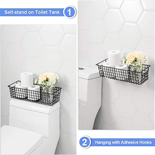 VITVITI Toilet Paper Storage With Handle, Toilet Tissue Holder, Metal Wire Storage Organizer Bins Basket, For Bathroom/Wall Mounted, Set Of 2, Black 1 VITVITI Toilet Paper Storage With Handle, Toilet Tissue Holder, Metal Wire Storage Organizer Bins Basket, For Bathroom/Wall Mounted, Set Of 2, Black