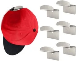 Modern JP Metal Adhesive Hat Hooks For Wall (12-Pack) - Optional Screws Included, Minimalist Hat Rack For Wall, Strong Hold Hat Hangers For Wall - Stainless Steel, Chrome Black -Songmics Furniture Shop 414s6gnHZDL. AC