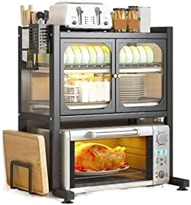 LUCBEI Microwave Oven Rack Kitchen Microwave Storage Rack, Countertop, Double Layer Dustproof Oven Rack, Multifunctional Household Drain Bowl And Dish Storage Rack Kitchen Storage Rack 5 LUCBEI Microwave Oven Rack Kitchen Microwave Storage Rack, Countertop, Double Layer Dustproof Oven Rack, Multifunctional Household Drain Bowl And Dish Storage Rack Kitchen Storage Rack - Image 5