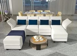 LLappuil Oversized Modular Sofa U Shape Sectional Sofa Set With Storage, Large Corner Sleeper Couch With Reversible Chaise, Faux Leather Fabric Waterproof Sofa, Dark Grey -Songmics Furniture Shop 414xfdI5HSL. AC