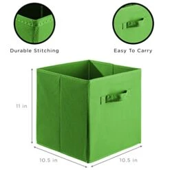 Sorbus Foldable Storage Cubes - 6 Fabric Baskets For Organizing Pantry, Closet, Shelf, Nursery, Playroom, Toy Box, Cubby - 11 Inch Dual Handle Collapsible Closet Organizers And Storage Bins (Green) -Songmics Furniture Shop 414xsgBKf0L