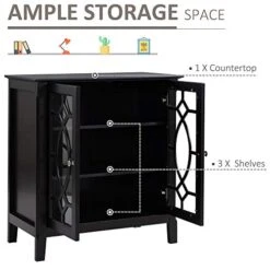 HOMCOM Sideboard Buffet Cabinet, Kitchen Storage Cabinet, Double Glass Door Accent Cabinet With Adjustable Shelves For Entryway, Living Room, Espresso -Songmics Furniture Shop 4150bUv2wnL