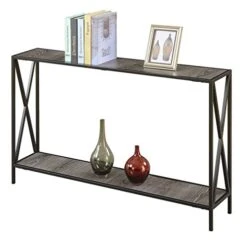 Convenience Concepts Tucson Console Table With Shelf, Weathered Gray/Black -Songmics Furniture Shop 415208W4n6L