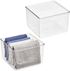 MDesign Long Plastic Drawer Organizer Box, Storage Organizer Bin Container; For Closets, Bedrooms, Use For Leggings, Socks, Ties, Jewelry, Accessories - Lumiere Collection - 12 Pack - Clear -Songmics Furniture Shop 4153TAEH1gL. AC
