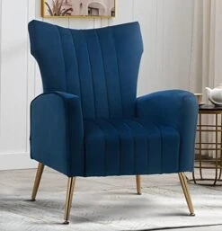 Artechworks Curved Tufted Accent Chair With Metal Gold Legs Velvet Upholstered Arm Club Leisure Modern Chair For Living Room Bedroom Patio, Caramel Color, Orange -Songmics Furniture Shop 4155v4rw5yL. AC