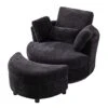 GoDoco 42" W Swivel Accent Barrel Chair Set Lounge Club Big Round Sofa With 4 Pillows And Storage Ottoman For Living Room And Bedroom (Black + Chenille)