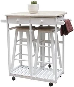 White Collapsible Kitchen Island Cart With 2 Stools - Semicircle Desk With Chairs - Solid Wood Drop Leaf Table With Handles - Foldable Kitchen Table On Wheels - Rolling Folding Table With Drawers 12 White Collapsible Kitchen Island Cart With 2 Stools - Semicircle Desk With Chairs - Solid Wood Drop Leaf Table With Handles - Foldable Kitchen Table On Wheels - Rolling Folding Table With Drawers -Songmics Furniture Shop 4159SpPM3AL. AC