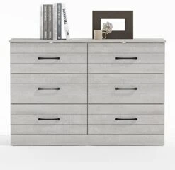 Galano Hamsper 6 Drawer Dresser - Tall Bedroom Storage - Hallway - Chest Organizer And Closet Cabinet Unit - Entryway Or Living Room - Easy Assembly - Dusty Grey Oak -Songmics Furniture Shop 4159U2B0KaL. AC