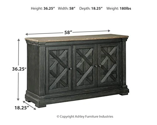 Signature Design By Ashley Tyler Creek-Dining Server, 3-Door, Antique Black 3 Signature Design By Ashley Tyler Creek-Dining Server, 3-Door, Antique Black - Image 3