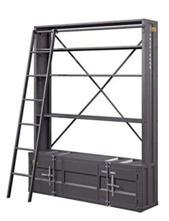 ACME Cargo Bookshelf & Ladder - - Gunmetal