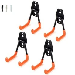 AOBEN Garage Hooks Heavy Duty, Steel Garage Storage Hooks, Utility Tool Hangers And Combinable Wall Mount Garage Hooks For Organizing Ladder, Hold Chairs, Heavy Tools (Small U, 4 Pack)