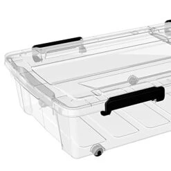 Cetomo Set Of 50L*4 Under Bed Storage Container With Lids Storage Container With Durable Buckles Multipurpose Container Chest Wheeled With Lids (C0152*4) -Songmics Furniture Shop 415LQ5vhuGL