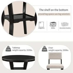 Merax 5-Piece Dining Table Set Round Table With Bottom Shelf And 4 Upholstered Chairs For Kitchen Dining Room（Espresso） -Songmics Furniture Shop 415O8dUIo0L