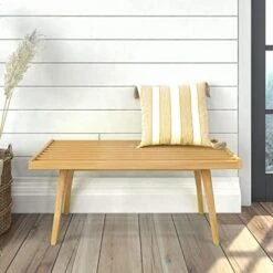 Plank+Beam Mid-Century Double Wood Entryway Bench, Walnut, 56.25" (PB184302-008) -Songmics Furniture Shop 415P02WeWL. AC 1